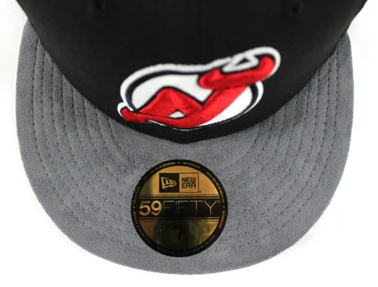 Suede Visor New Jersey Devils New Era 59Fifty Fitted Hats (Black Gray Gray Under Brim)