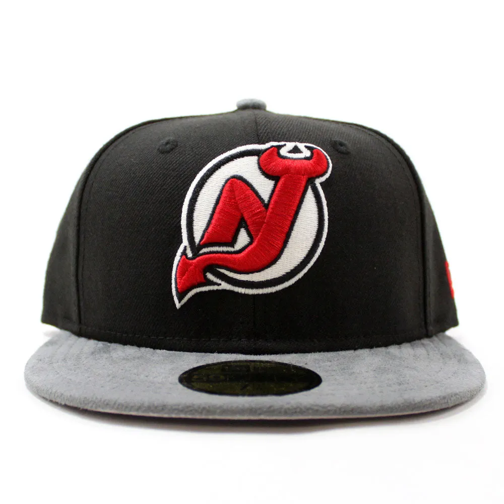 Suede Visor New Jersey Devils New Era 59Fifty Fitted Hats (Black Gray Gray Under Brim)