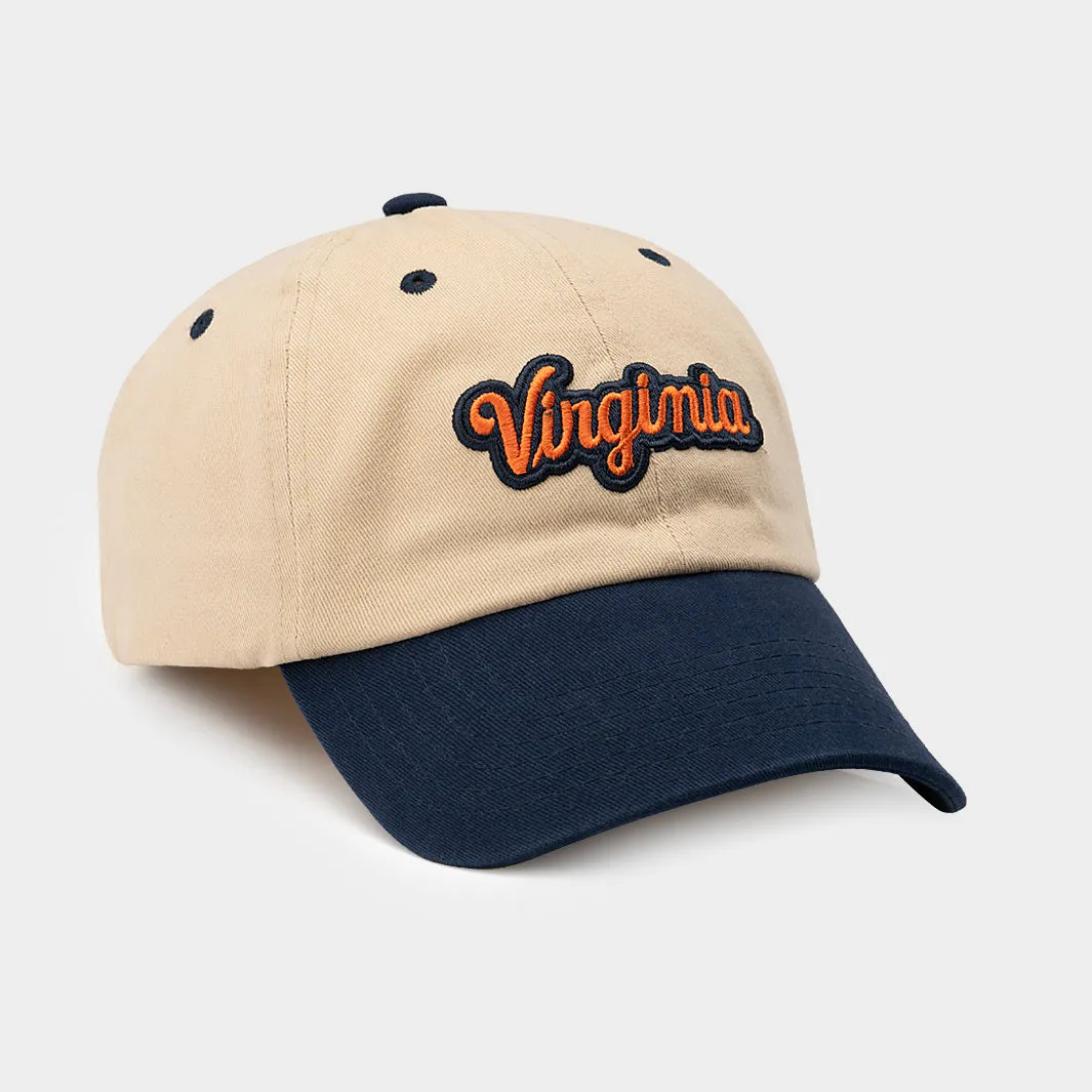UVA Cavaliers Retro "Virginia" Script Two-Tone Dad Hat