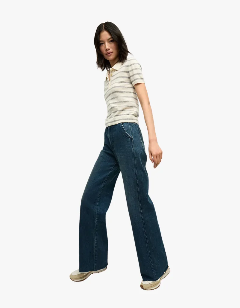 Veronica Beard Brandt Cashmere Polo In Ivory & Heather Grey