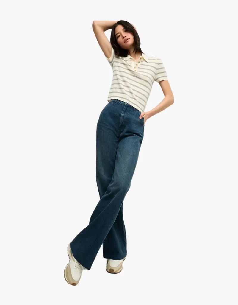 Veronica Beard Brandt Cashmere Polo In Ivory & Heather Grey