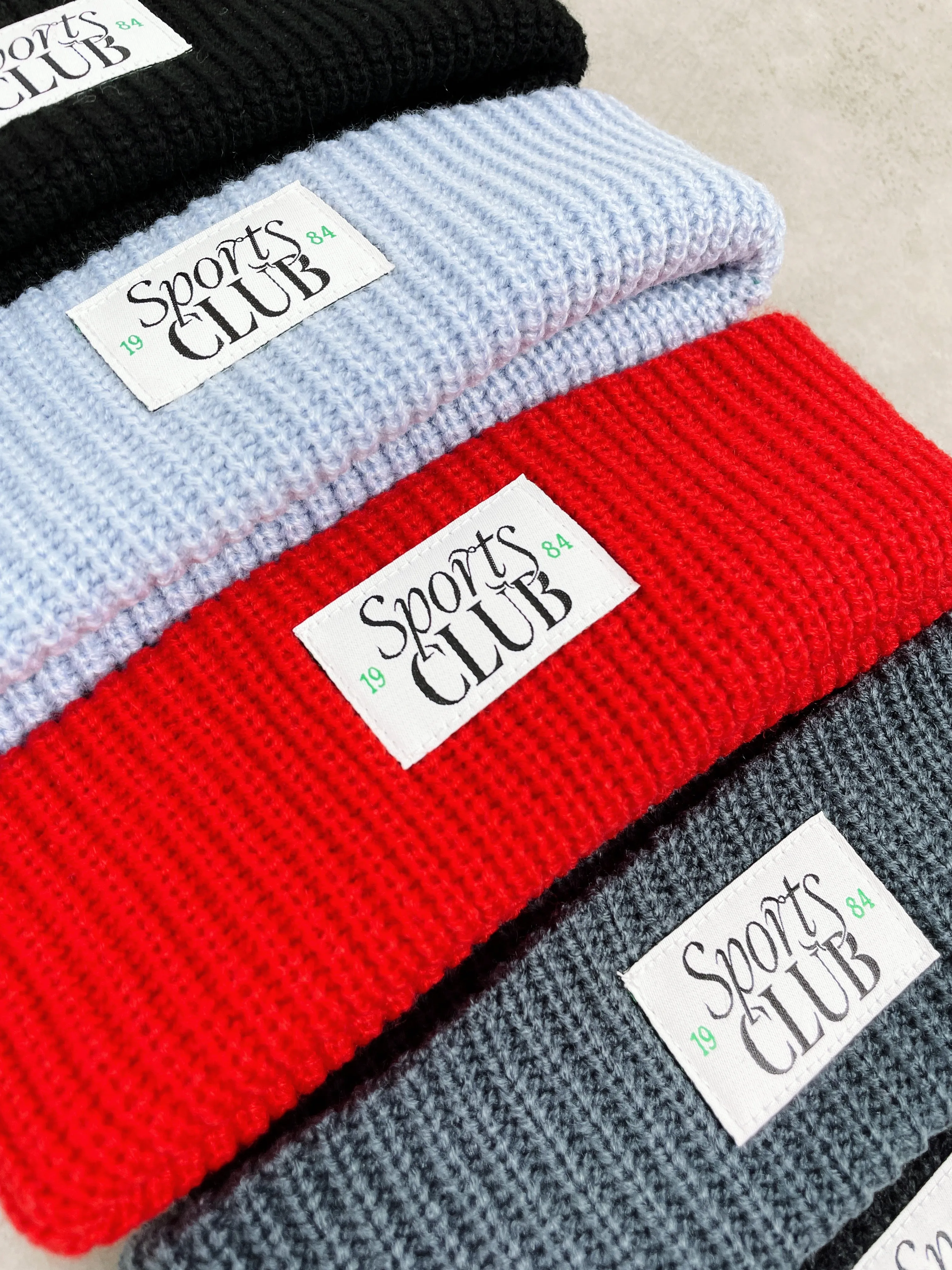 Vice 84 'Sports Club' Ribbed Beanie - Black