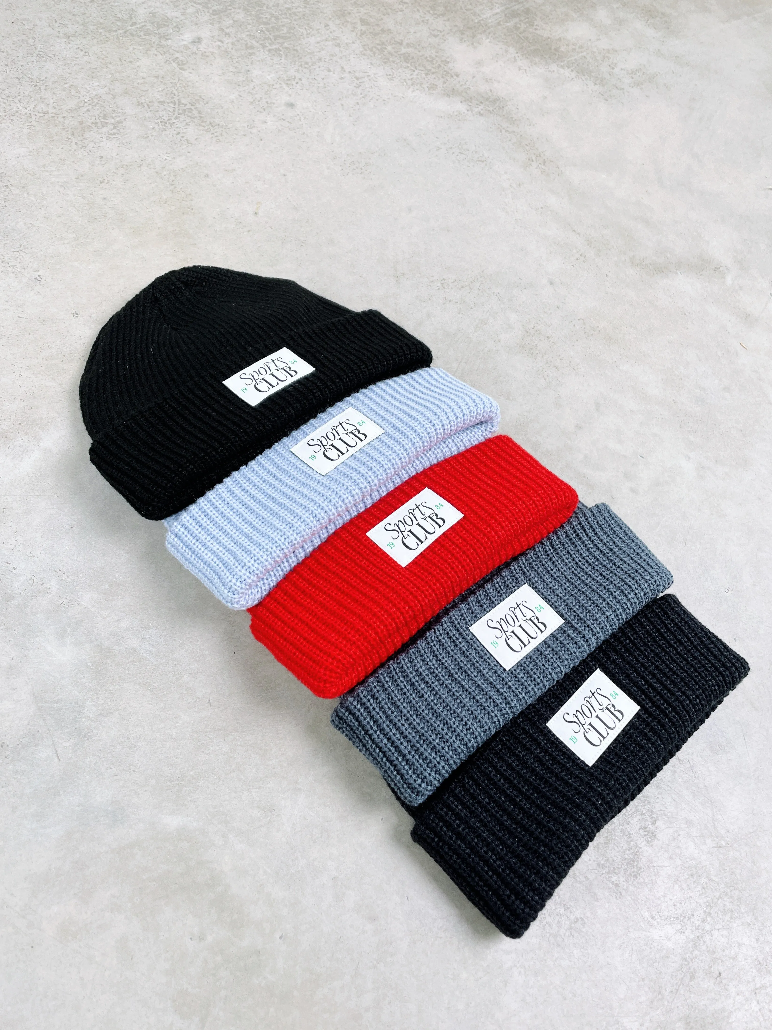 Vice 84 'Sports Club' Ribbed Beanie - Black