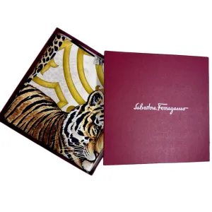 VTG NIB Salvatore Ferragamo Womens 100% Silk Square Scarf Tigers 34"