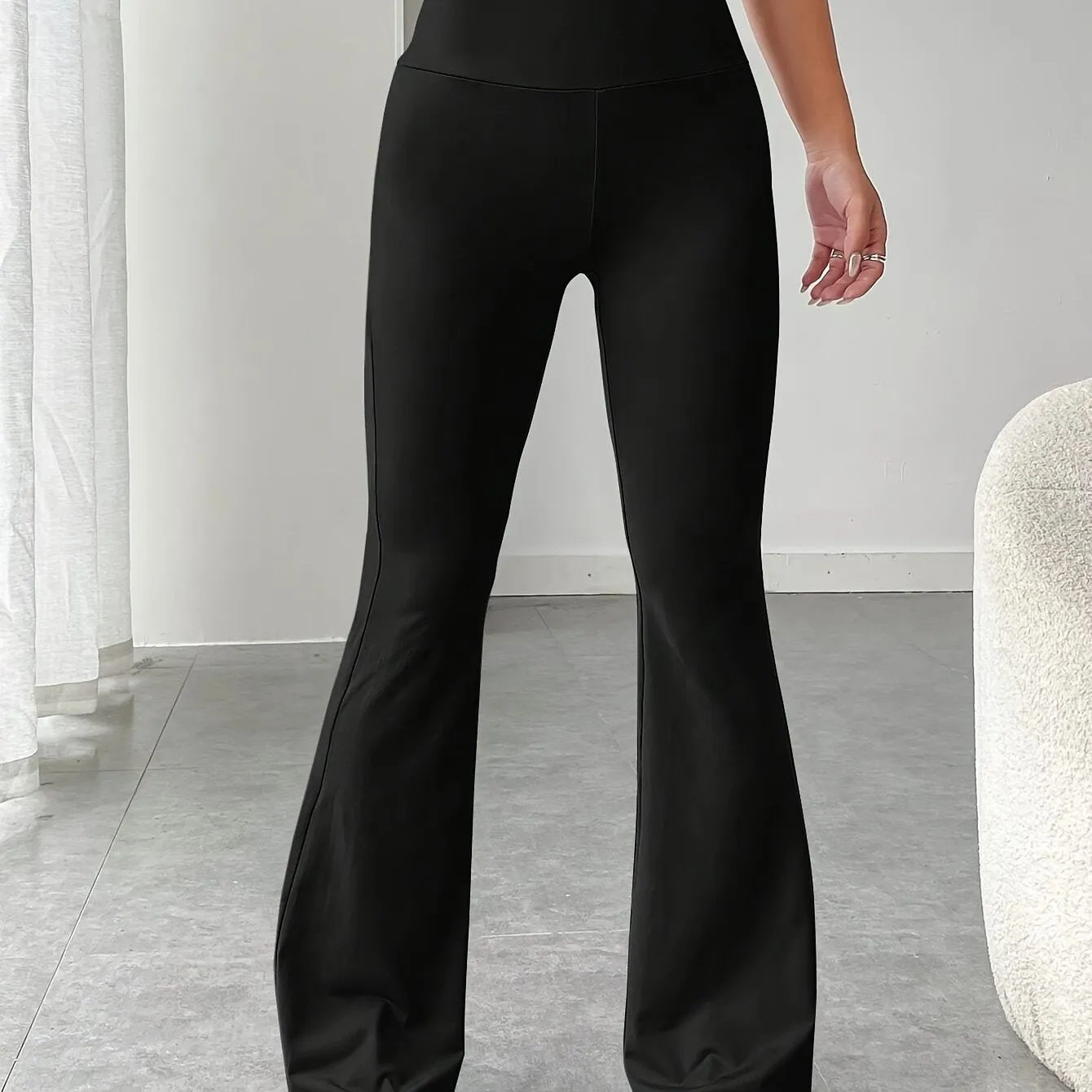 xieyinshe Solid Color Yoga Flare Pants, High Stretch Running Fitness Workout Bootcut Leggings, Women's Activewear