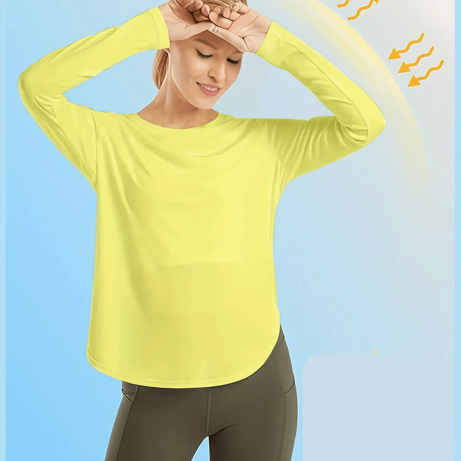 xieyinshe Solid Loose Casual Long-sleeved T-shirt, Sports Fitness Yoga Running Top, Women's Clothing