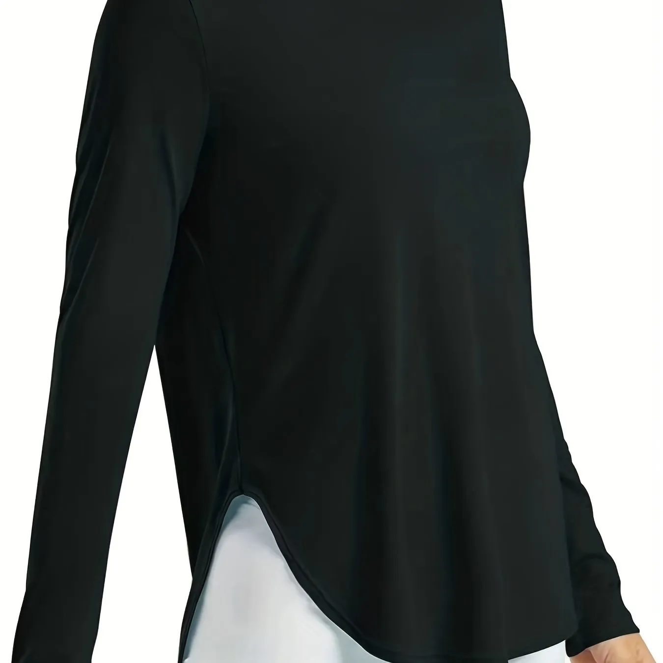 xieyinshe Solid Loose Casual Long-sleeved T-shirt, Sports Fitness Yoga Running Top, Women's Clothing