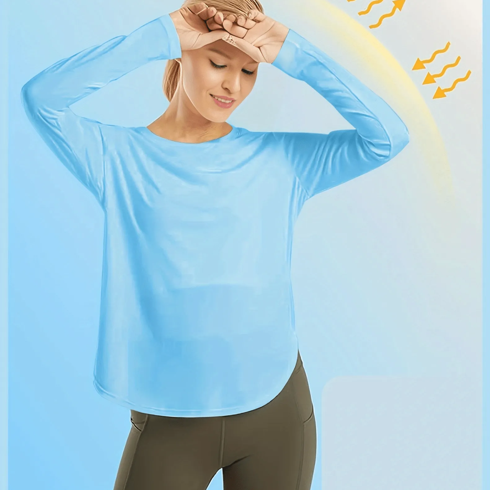 xieyinshe Solid Loose Casual Long-sleeved T-shirt, Sports Fitness Yoga Running Top, Women's Clothing