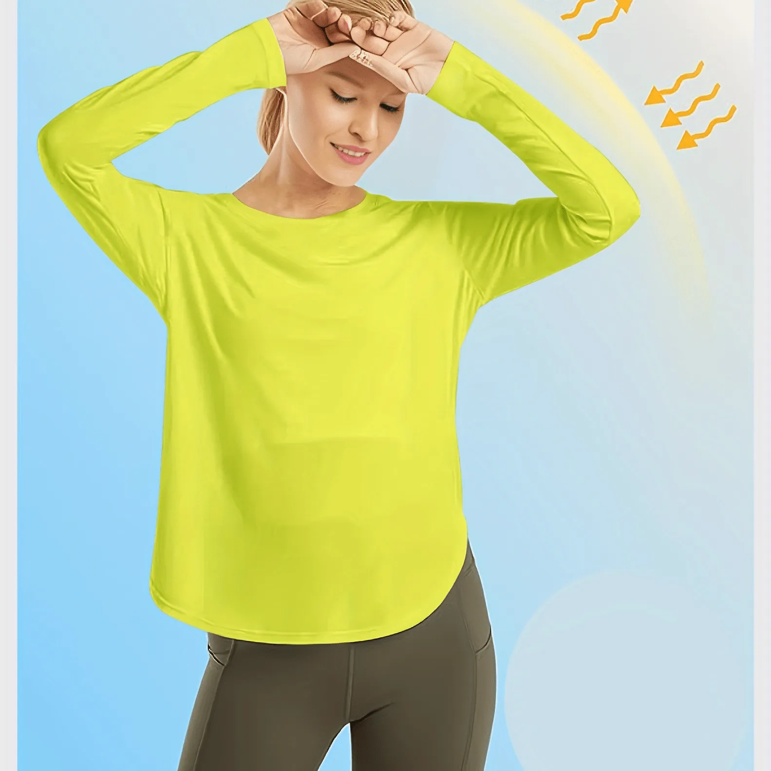 xieyinshe Solid Loose Casual Long-sleeved T-shirt, Sports Fitness Yoga Running Top, Women's Clothing