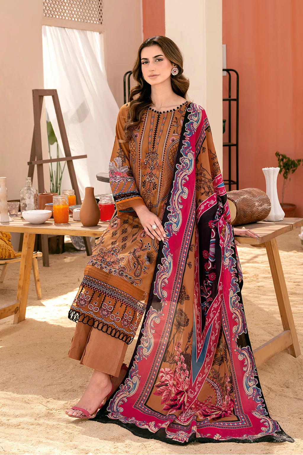 Y-710 |  Ramsha Riwayat Luxury Lawn Vol 7 Collection | Unstitched Lawn Embroidered Suits
