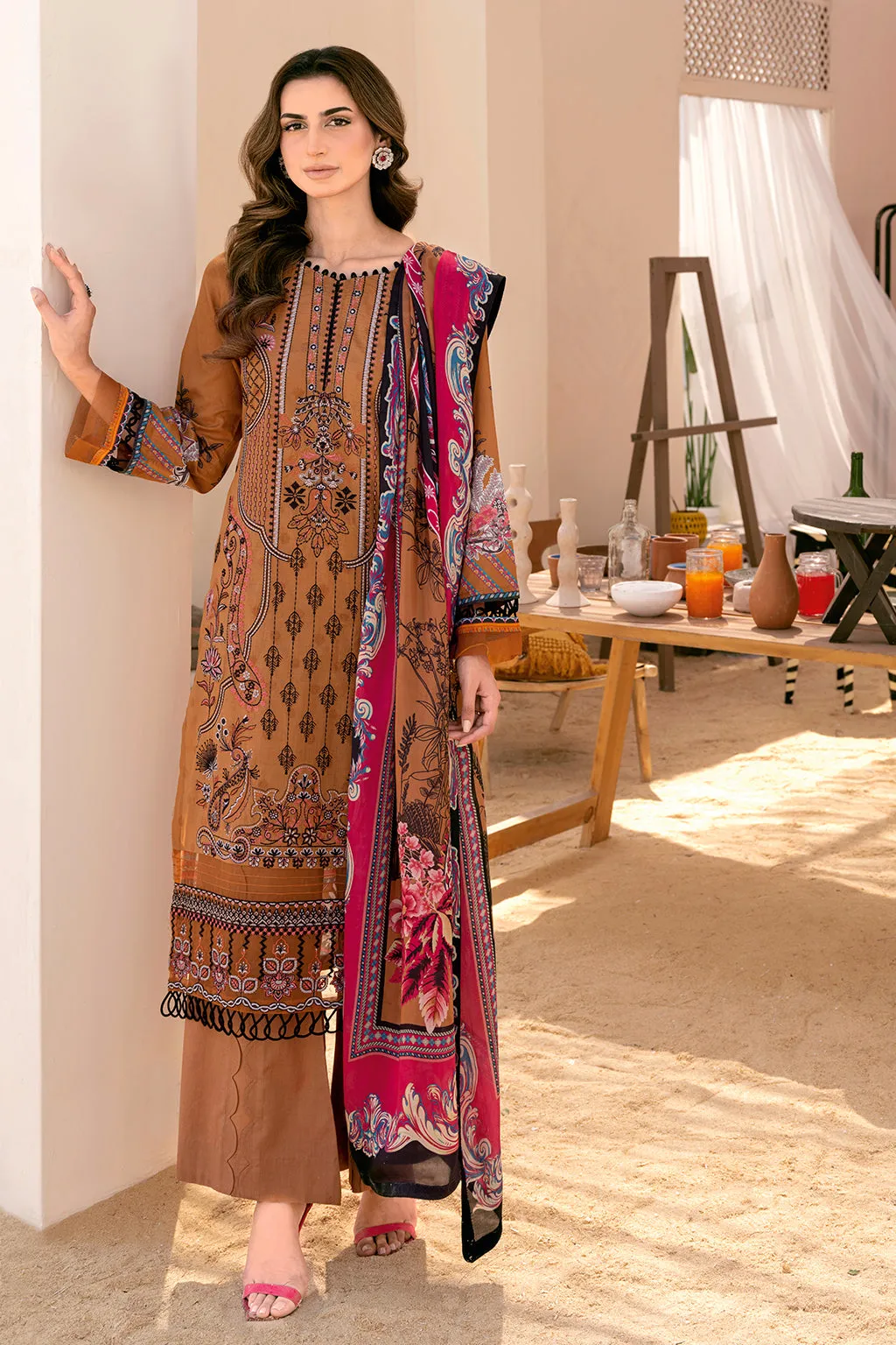 Y-710 |  Ramsha Riwayat Luxury Lawn Vol 7 Collection | Unstitched Lawn Embroidered Suits