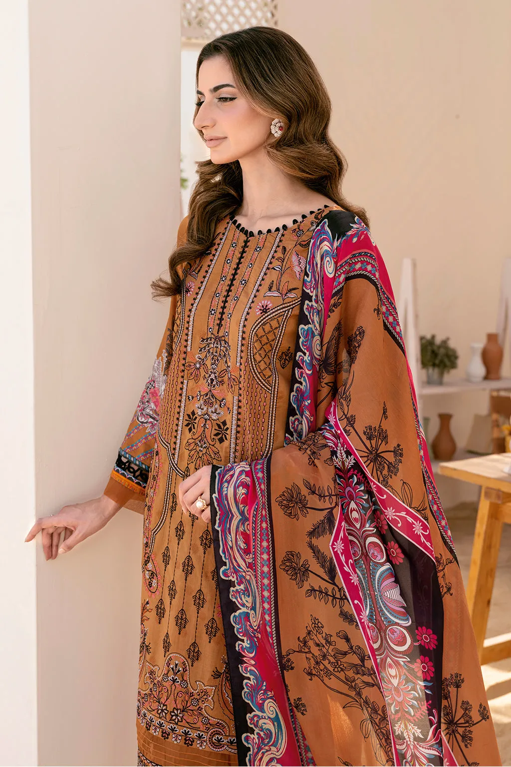 Y-710 |  Ramsha Riwayat Luxury Lawn Vol 7 Collection | Unstitched Lawn Embroidered Suits